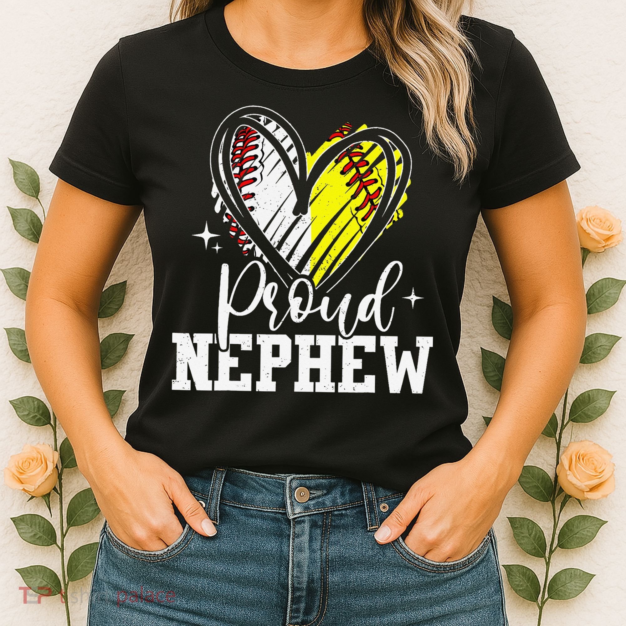 Proud Nephew Baseball Softball Heart Women's T-Shirt