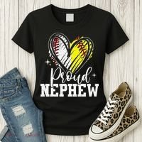 Proud Nephew Baseball Softball Heart Women's T-Shirt thumb 3
