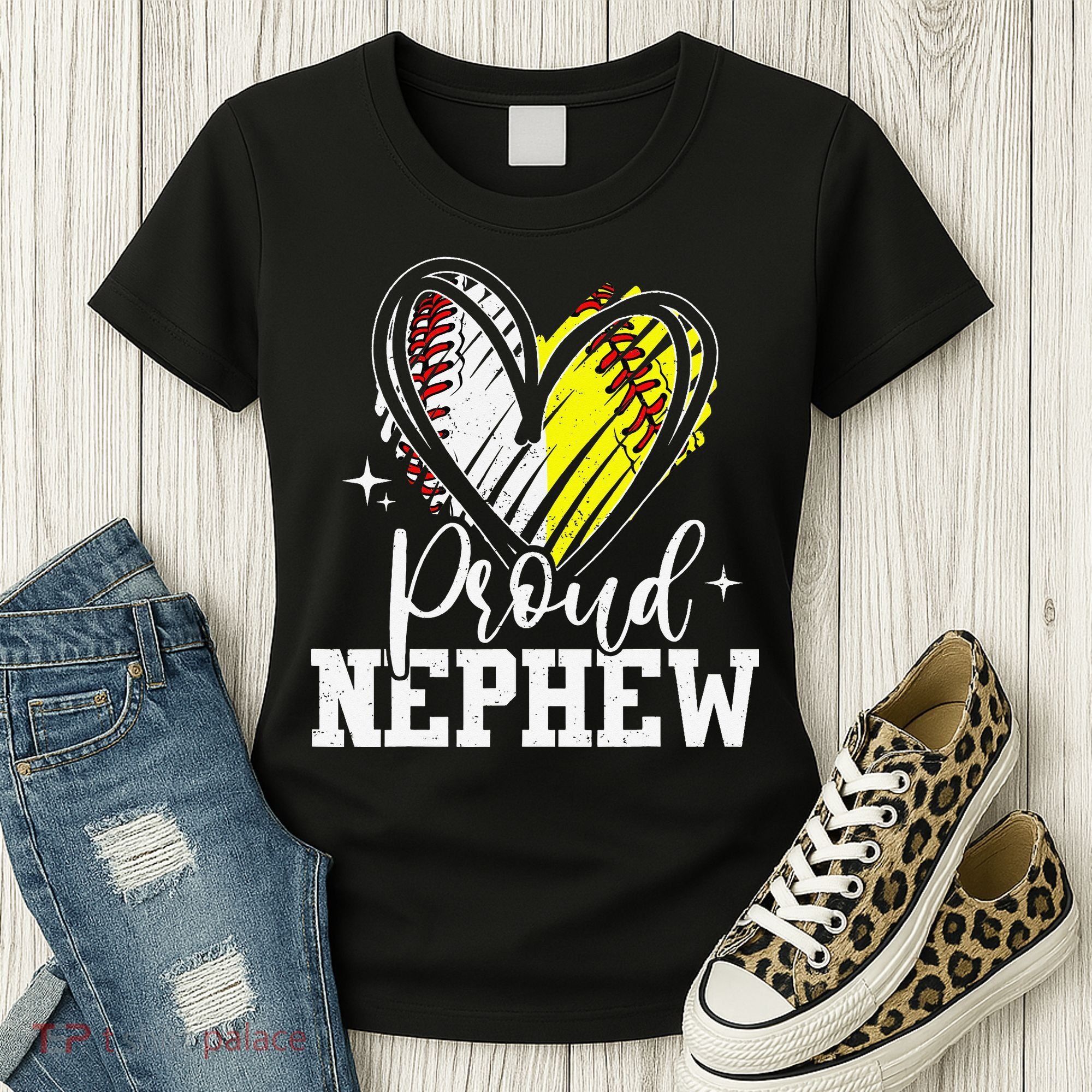 Proud Nephew Baseball Softball Heart Women's T-Shirt