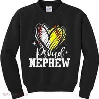 Proud Nephew Baseball Softball Heart Kids Sweatshirt thumb 0