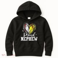 Proud Nephew Baseball Softball Heart Kids Hoodie thumb 0