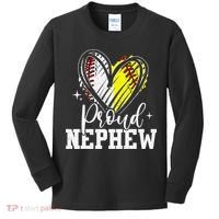 Proud Nephew Baseball Softball Heart Kids Long Sleeve Shirt thumb 0
