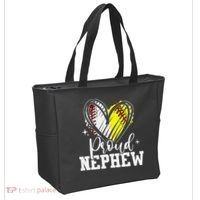 Proud Nephew Baseball Softball Heart Tote Bag thumb 2
