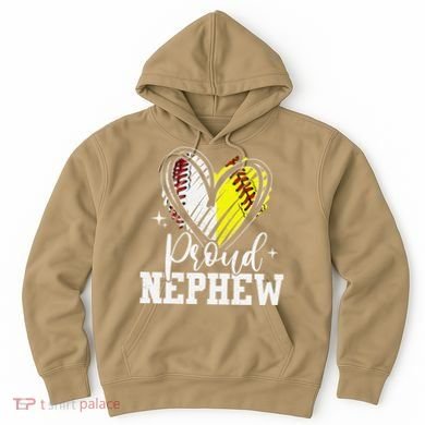 Proud Nephew Baseball Softball Heart Hoodie