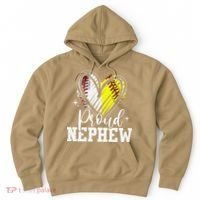 Proud Nephew Baseball Softball Heart Hoodie thumb 0