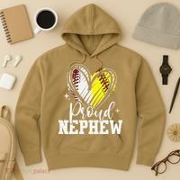 Proud Nephew Baseball Softball Heart Hoodie thumb 3