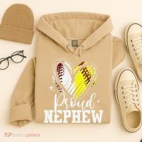 Proud Nephew Baseball Softball Heart Hoodie thumb 4