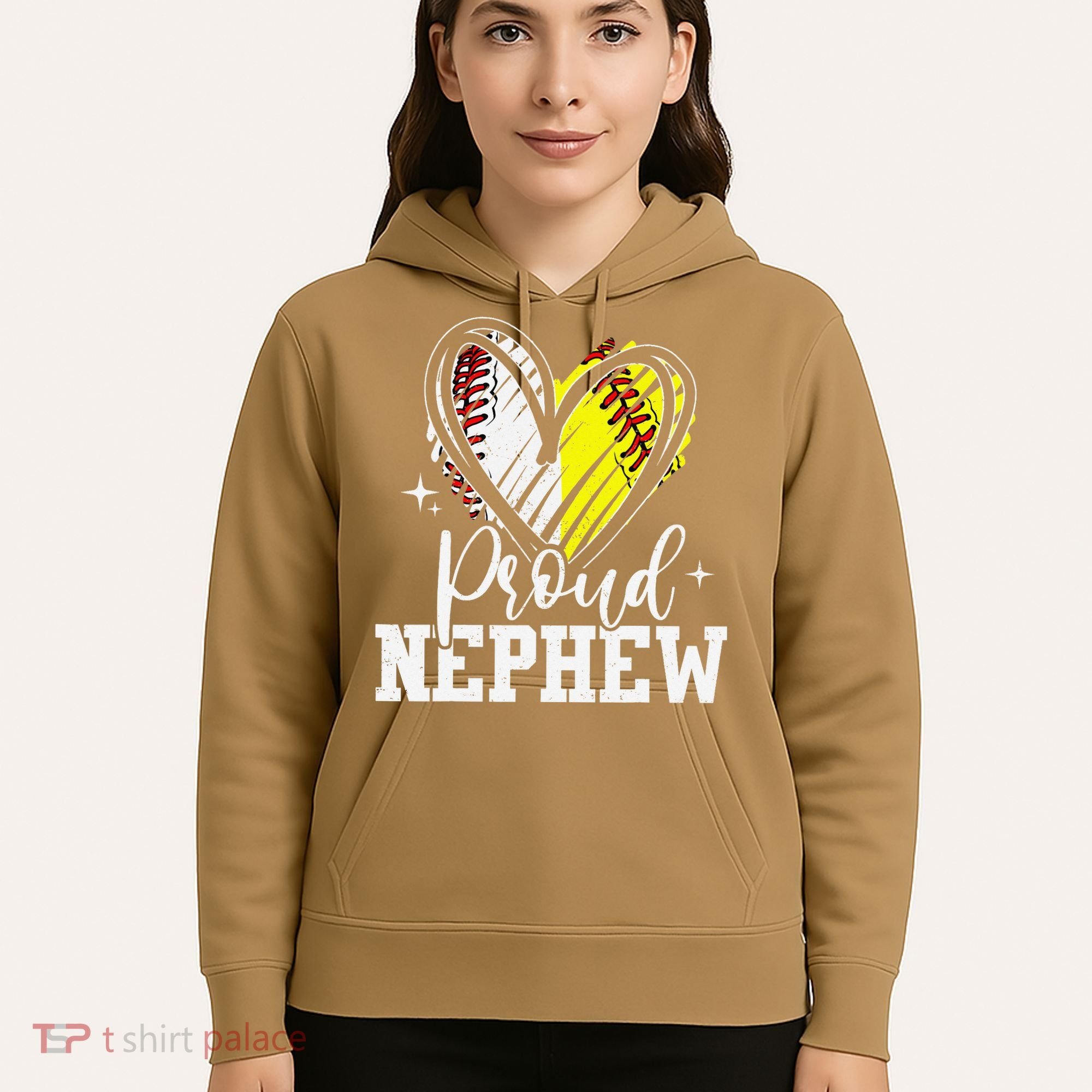 Proud Nephew Baseball Softball Heart Hoodie
