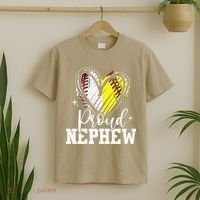 Proud Nephew Baseball Softball Heart T-Shirt thumb 2
