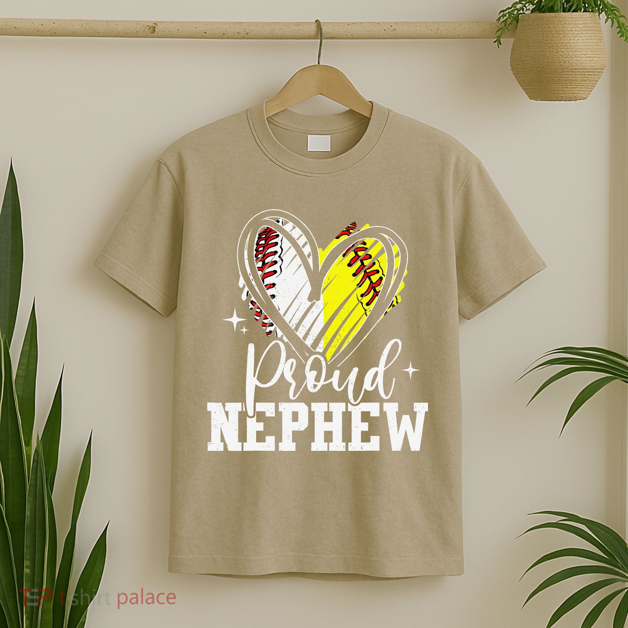 Proud Nephew Baseball Softball Heart T-Shirt