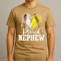 Proud Nephew Baseball Softball Heart T-Shirt thumb 3