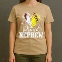 Proud Nephew Baseball Softball Heart T-Shirt thumb 4
