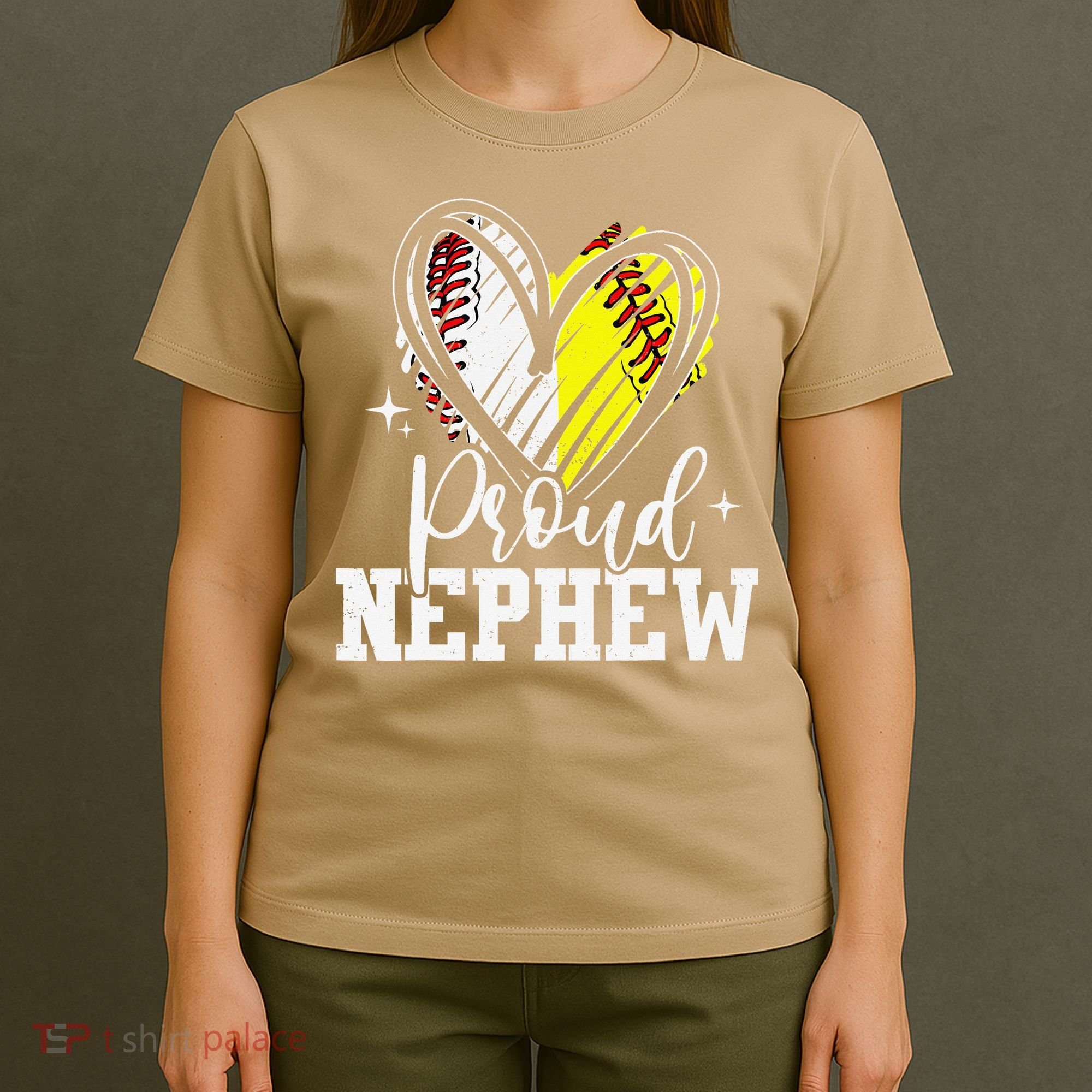 Proud Nephew Baseball Softball Heart T-Shirt