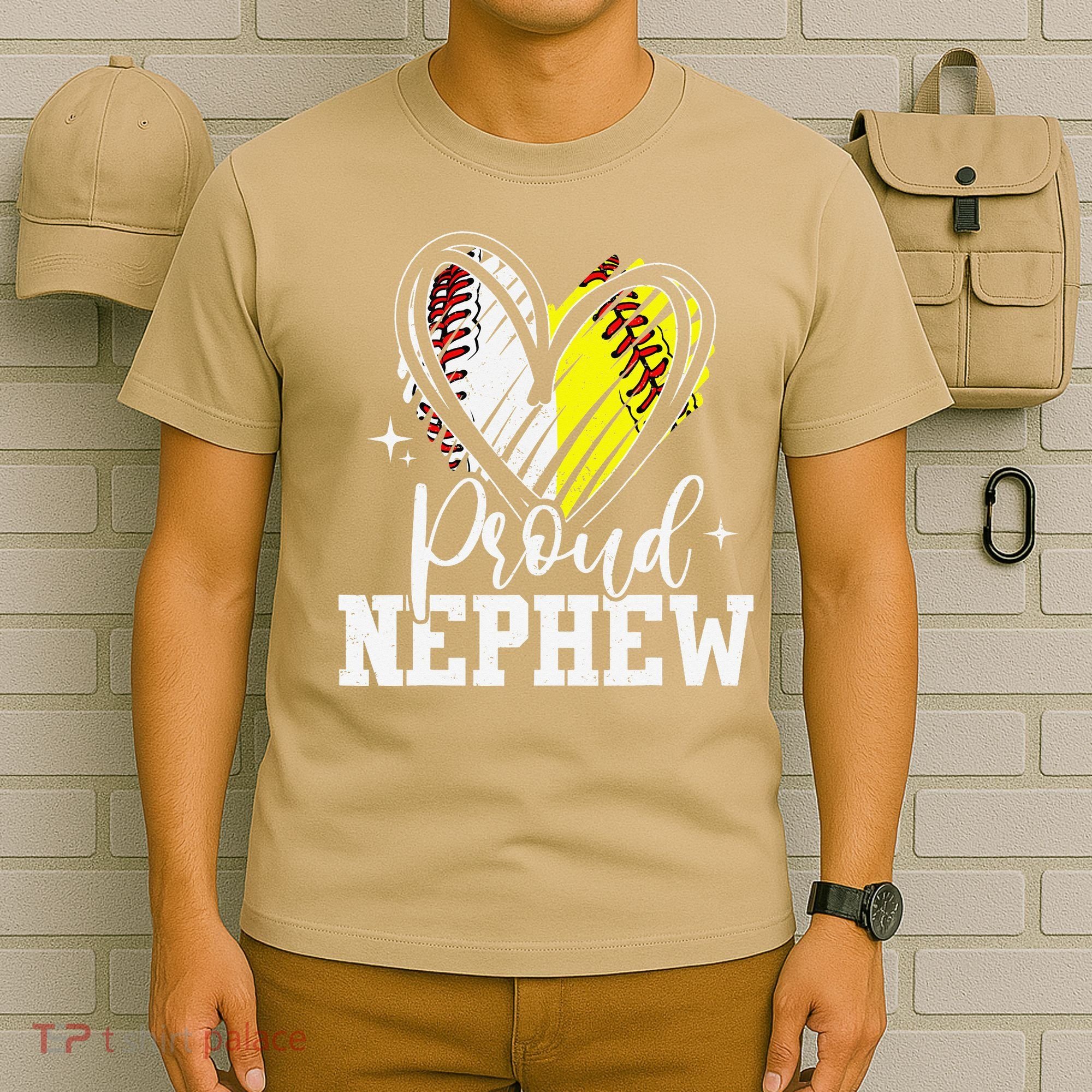 Proud Nephew Baseball Softball Heart T-Shirt