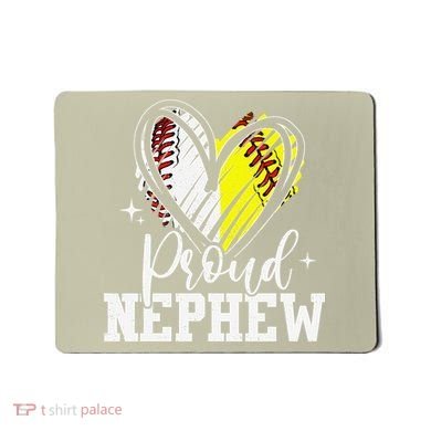 Proud Nephew Baseball Softball Heart Mousepad