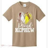 Proud Nephew Baseball Softball Heart Kids T-Shirt thumb 0