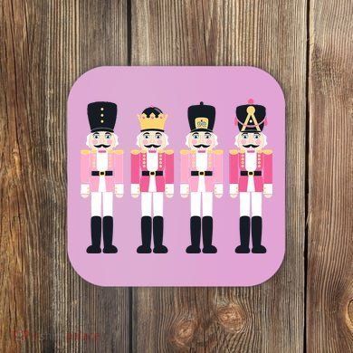 Pink Nutcracker Ballet Vintage Christmas Nutcracker Coaster