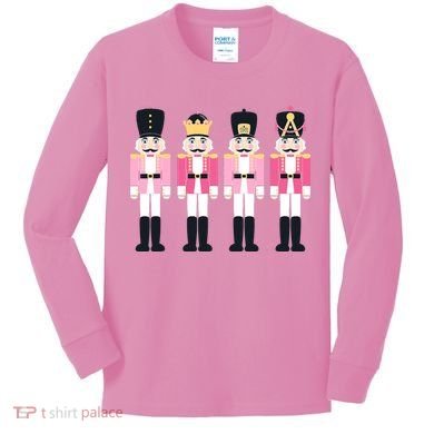 Pink Nutcracker Ballet Vintage Christmas Nutcracker Kids Long Sleeve Shirt