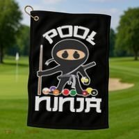Pool Ninja Cute Pocket Billiards Lover Gift Golf Towel thumb 1
