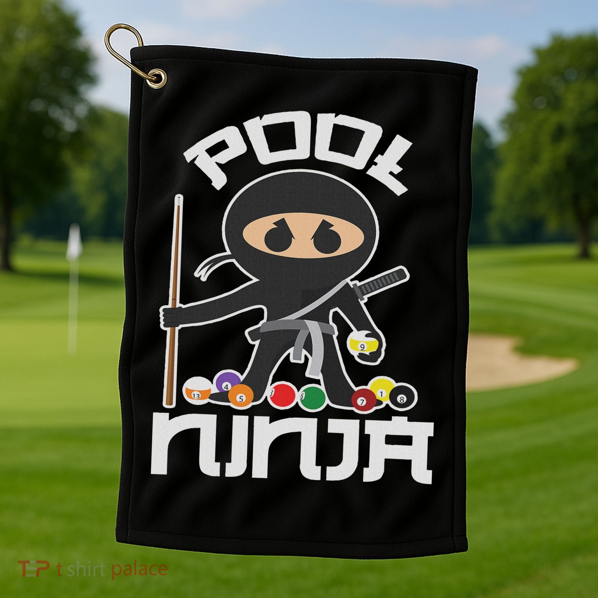 Pool Ninja Cute Pocket Billiards Lover Gift Golf Towel