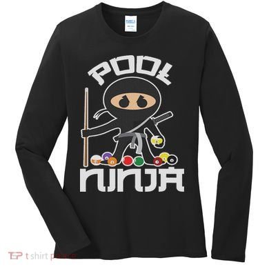 Pool Ninja Cute Pocket Billiards Lover Gift Women's Long Sleeve Shirt