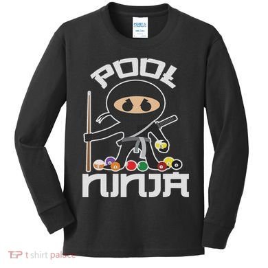 Pool Ninja Cute Pocket Billiards Lover Gift Kids Long Sleeve Shirt