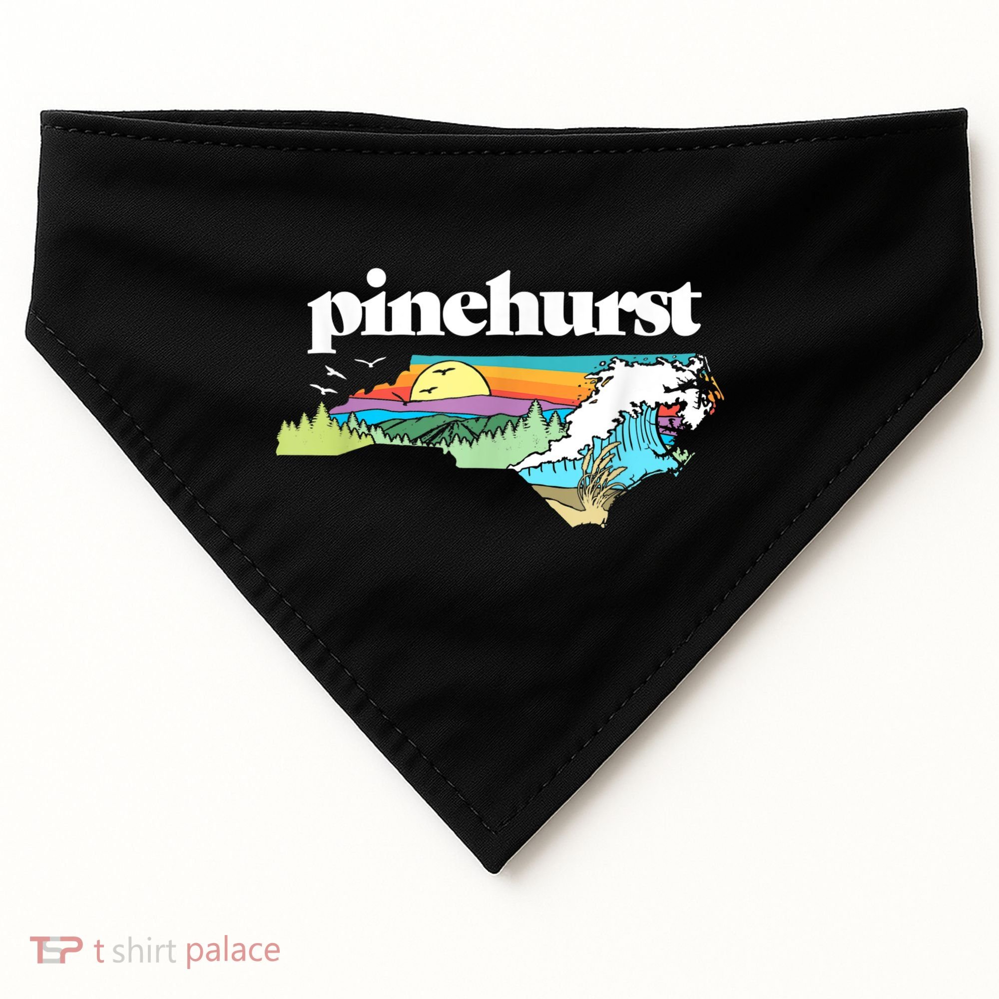Pinehurst North Carolina Outdoors Retro Nature USA-Made Doggie Bandana