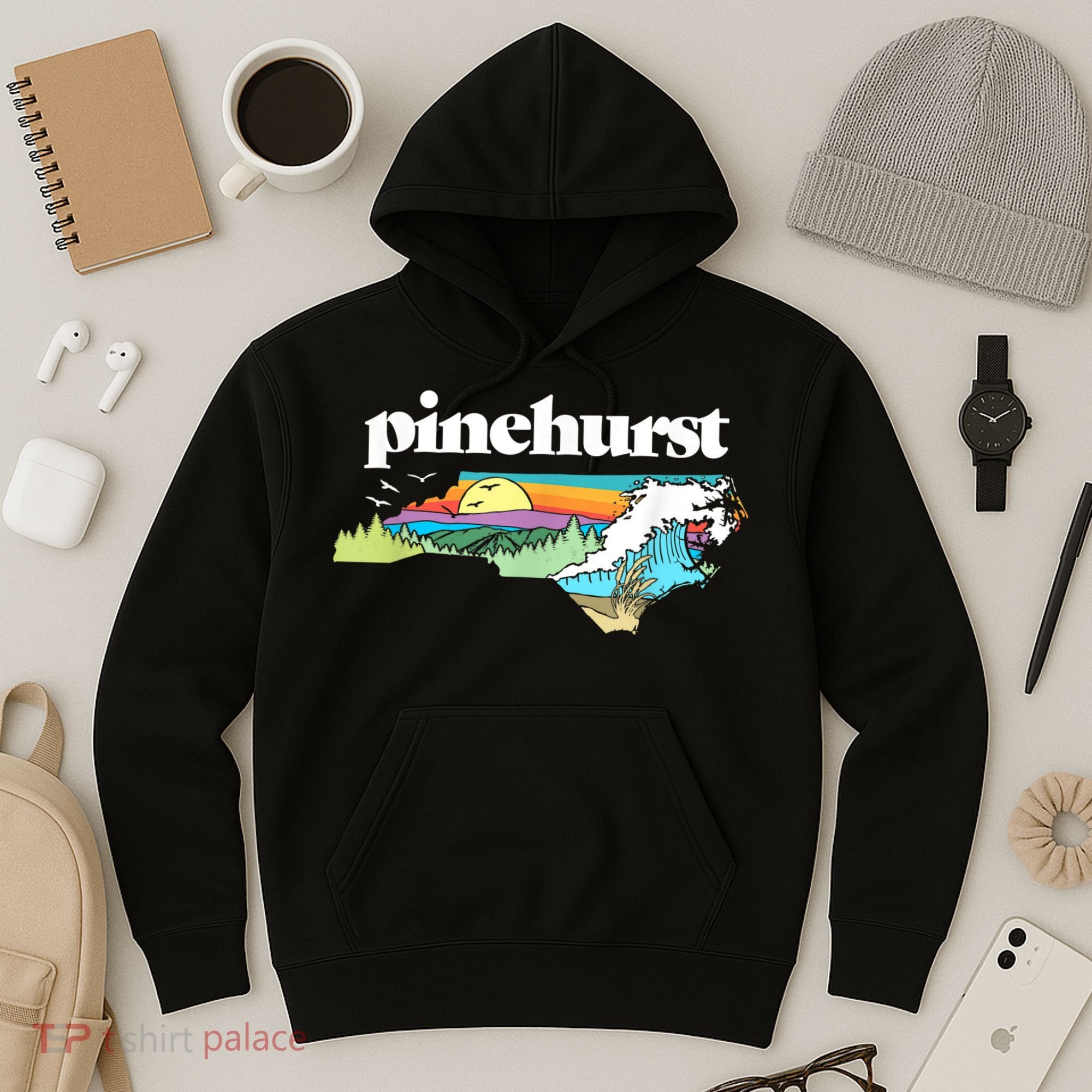 Pinehurst North Carolina Outdoors Retro Nature Hoodie