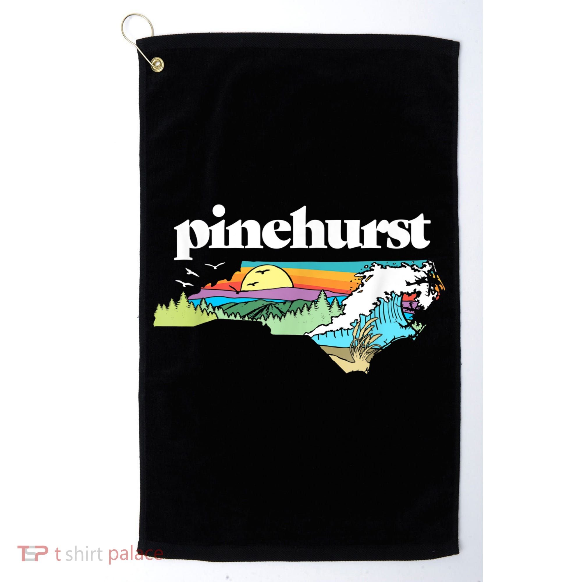 Pinehurst North Carolina Outdoors Retro Nature Golf Towel