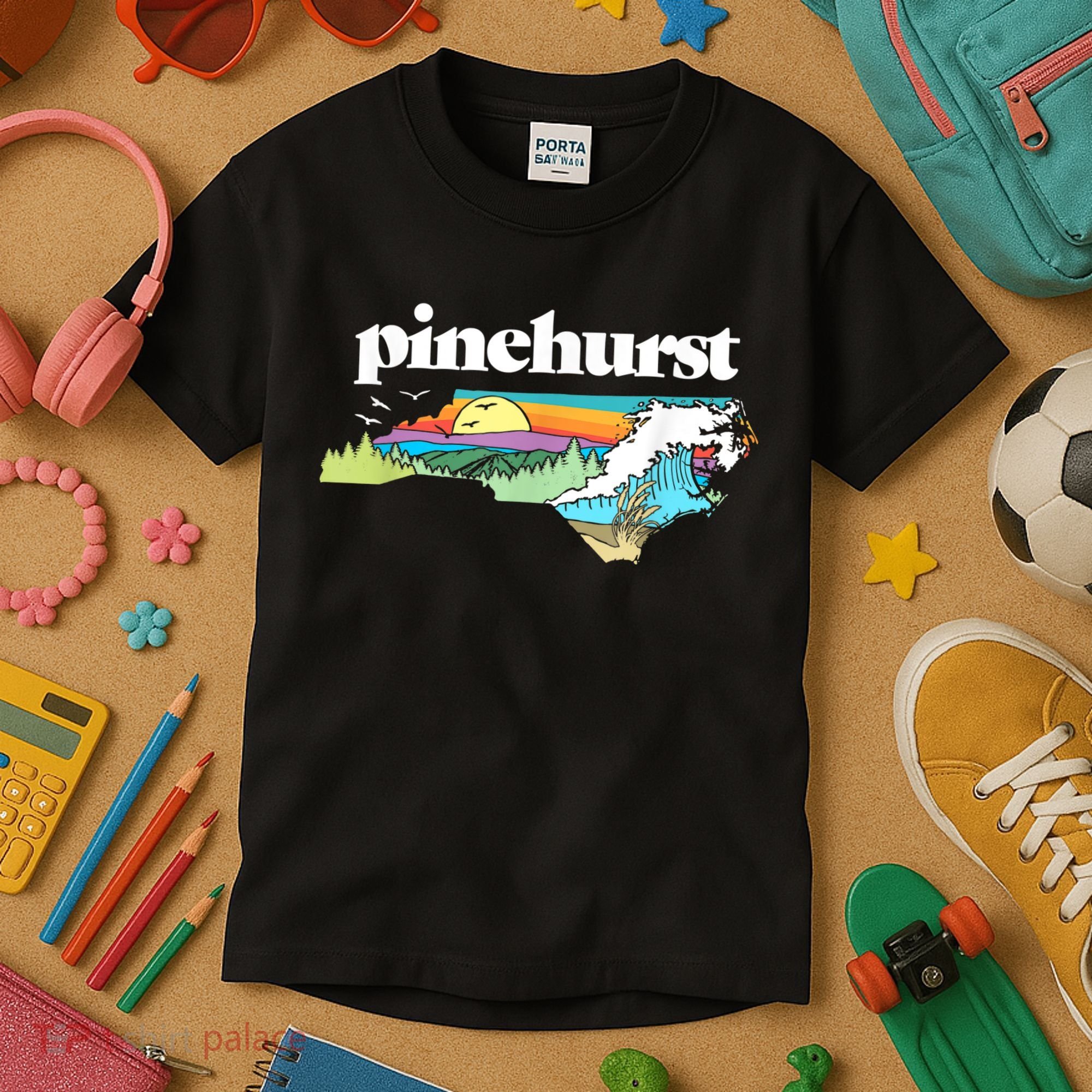 Pinehurst North Carolina Outdoors Retro Nature Kids T-Shirt
