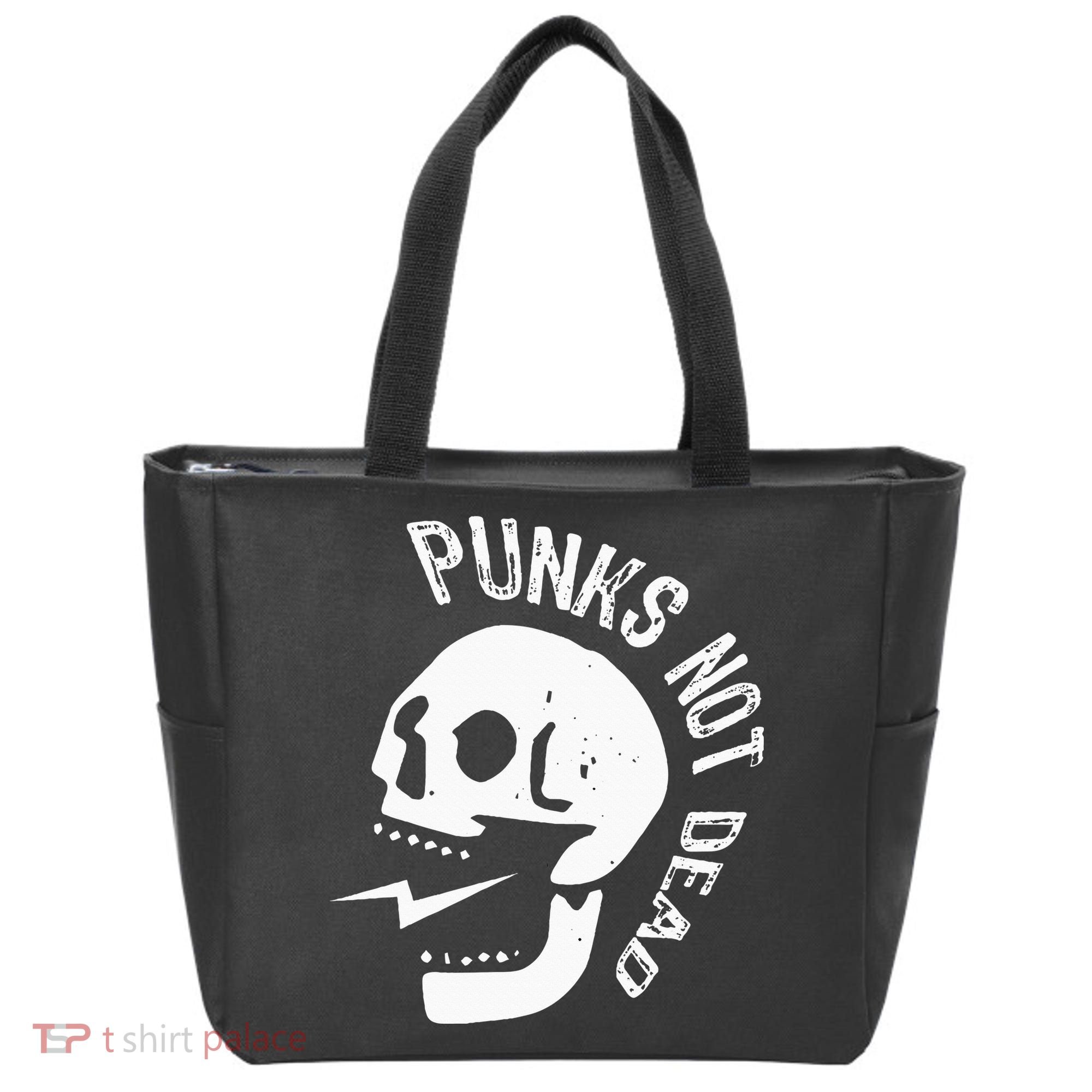 Punks Not Dead Skull Tote Bag