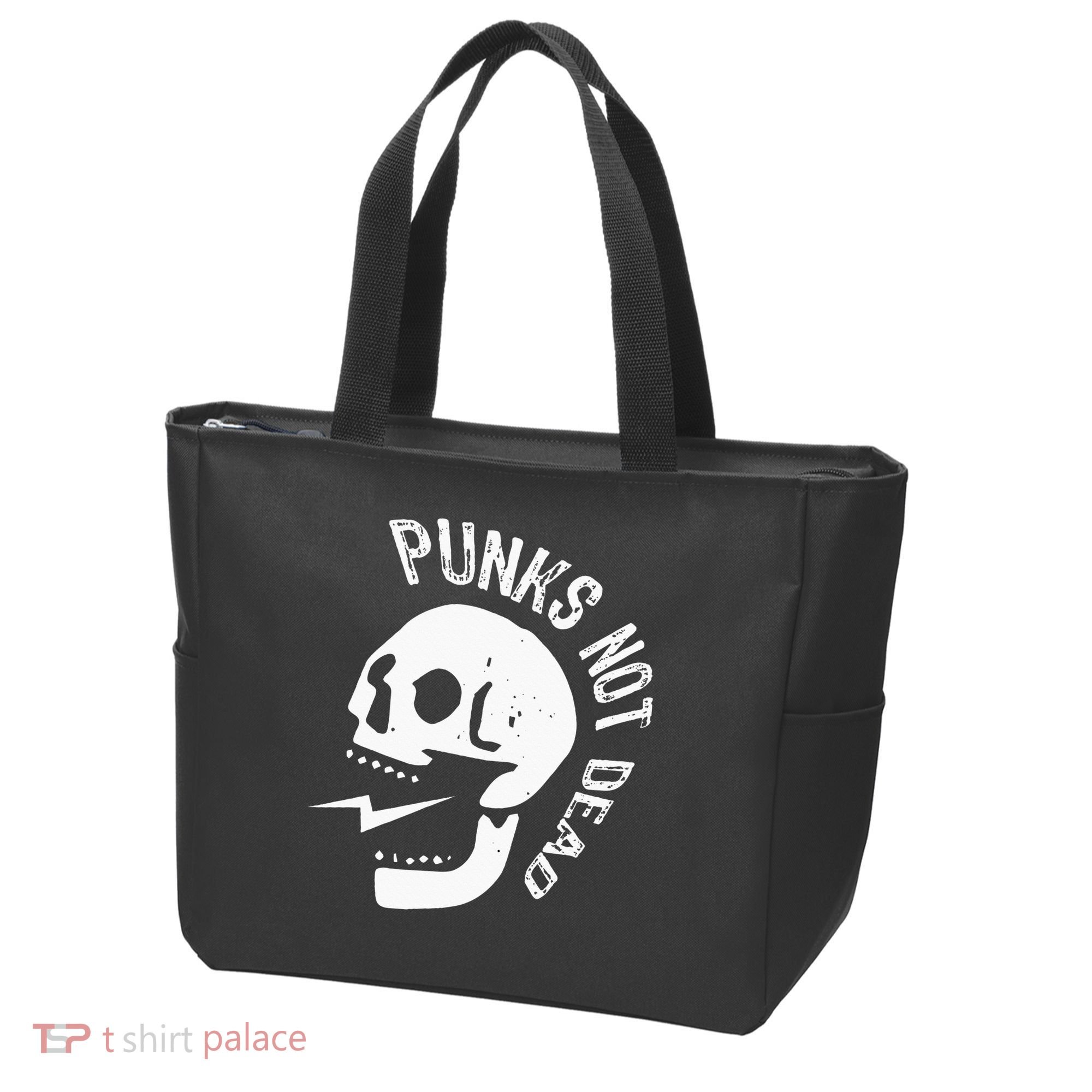 Punks Not Dead Skull Tote Bag