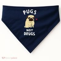 Pugs Not Drugs Funny Present For Dog Lover Tee Pets USA-Made Doggie Bandana thumb 0