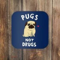 Pugs Not Drugs Funny Present For Dog Lover Tee Pets Coaster thumb 0