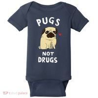 Pugs Not Drugs Funny Present For Dog Lover Tee Pets Baby Bodysuit thumb 0