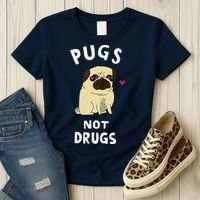 Pugs Not Drugs Funny Present For Dog Lover Tee Pets Women's T-Shirt thumb 3