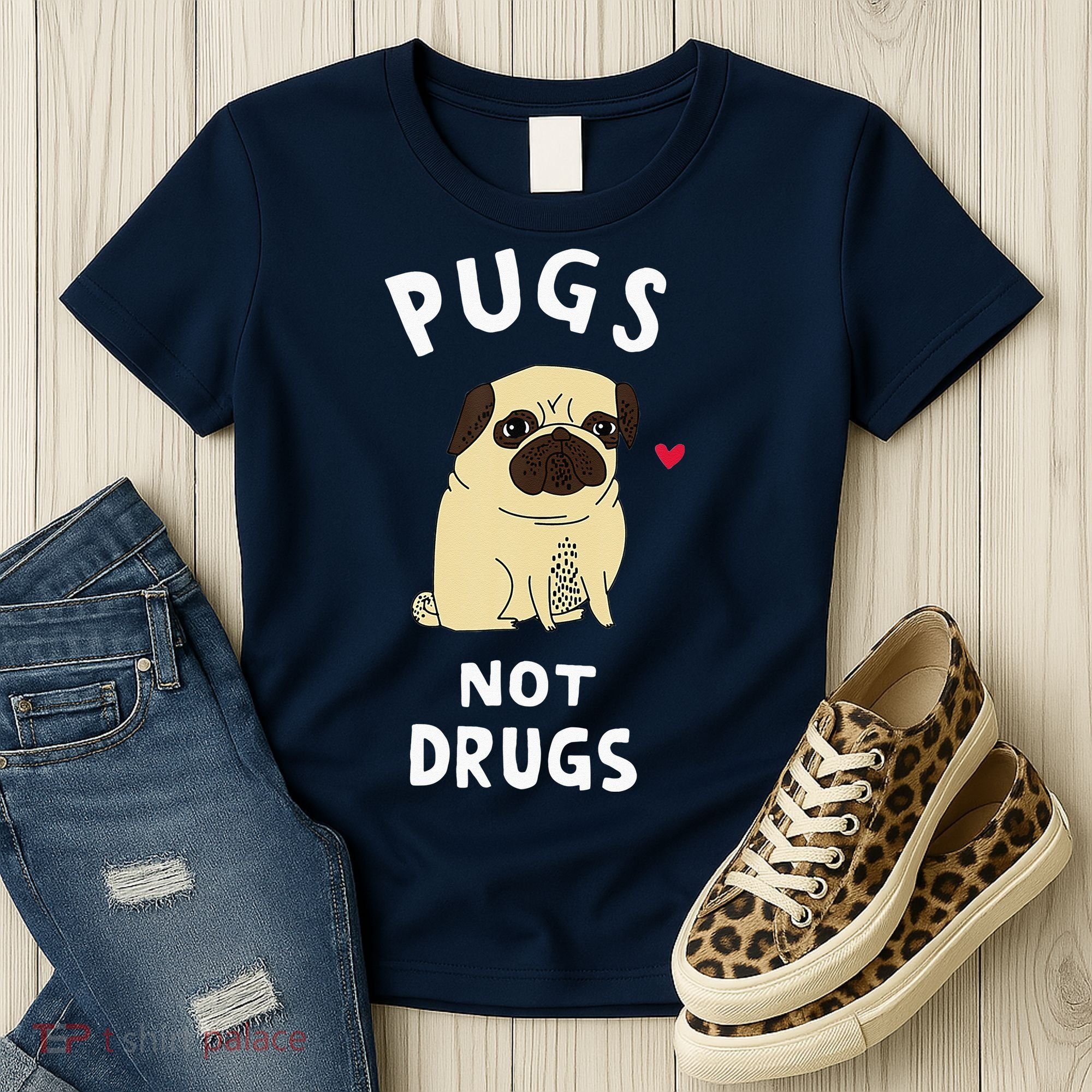 Pugs Not Drugs Funny Present For Dog Lover Tee Pets Women's T-Shirt