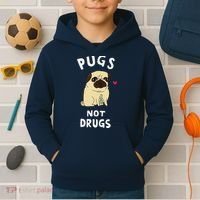 Pugs Not Drugs Funny Present For Dog Lover Tee Pets Kids Hoodie thumb 2