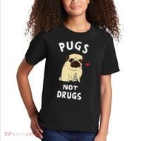 Pugs Not Drugs Funny Present For Dog Lover Tee Pets Kids T-Shirt thumb 2