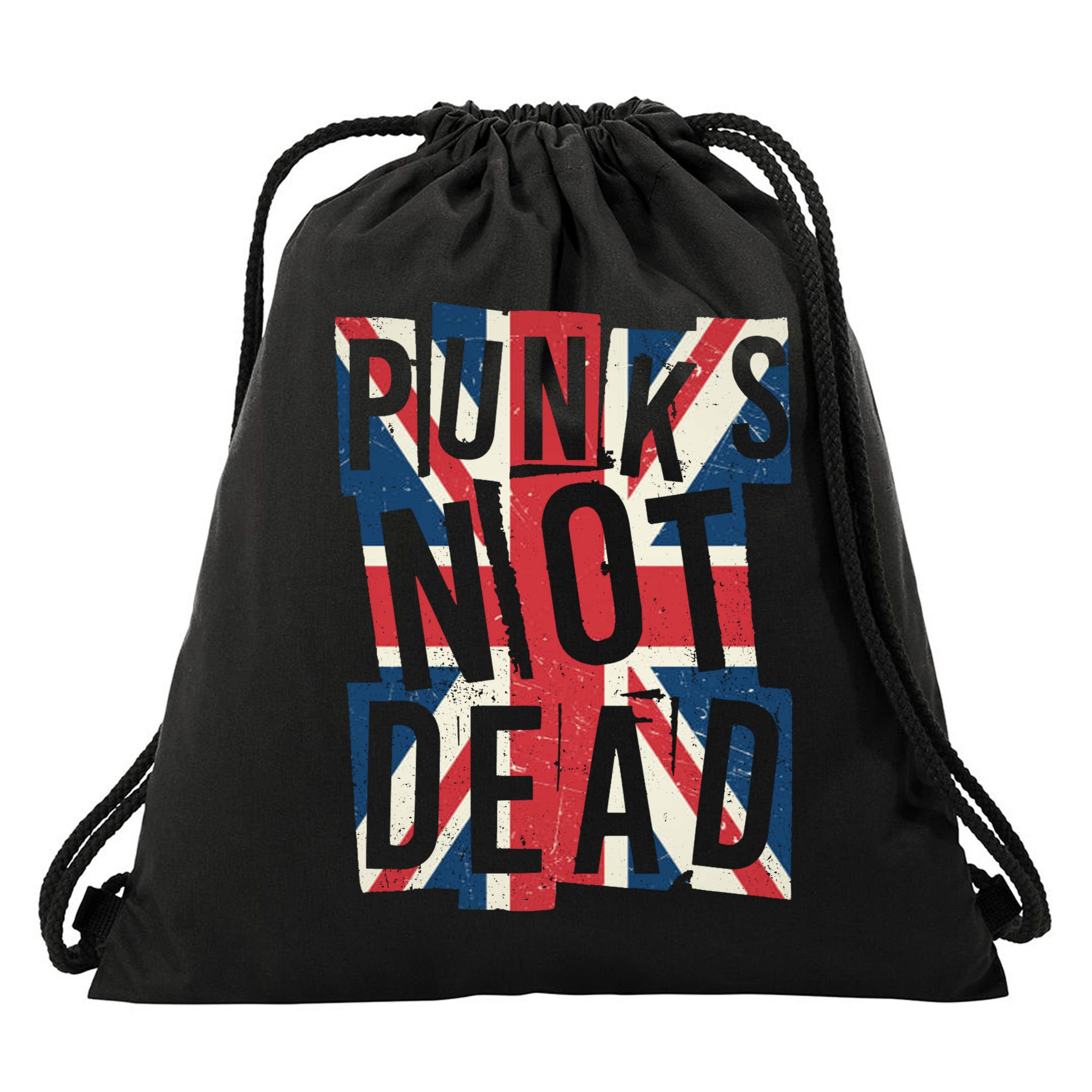 Punks Not Dead British Flag Britain England Drawstring Bag