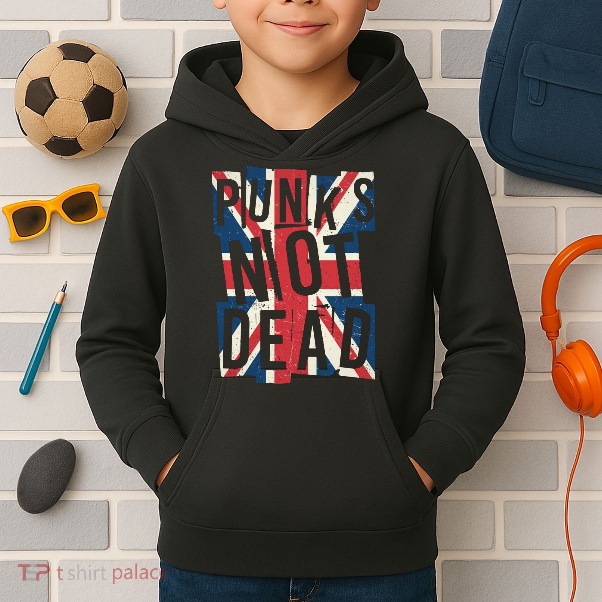 Punks Not Dead British Flag Britain England Kids Hoodie