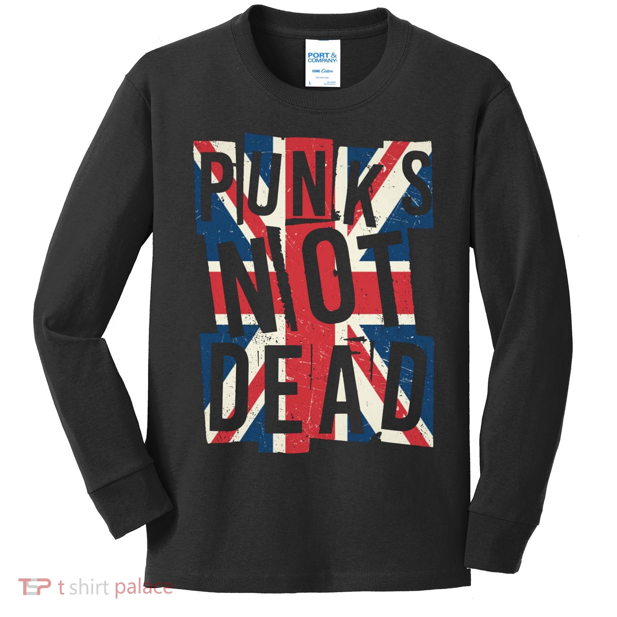 Punks Not Dead British Flag Britain England Kids Long Sleeve Shirt