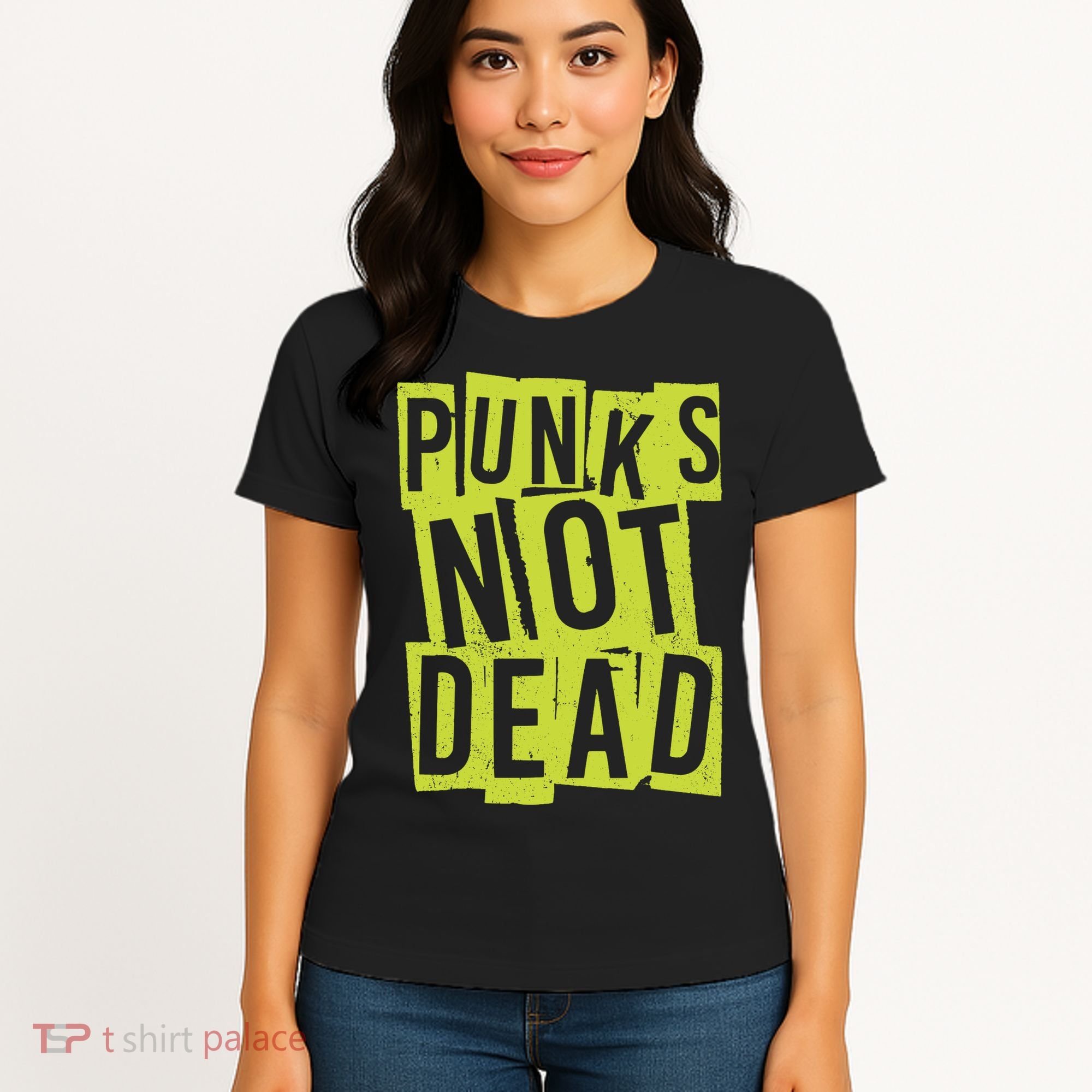 Punks Not Dead Neon Logo Women's T-Shirt
