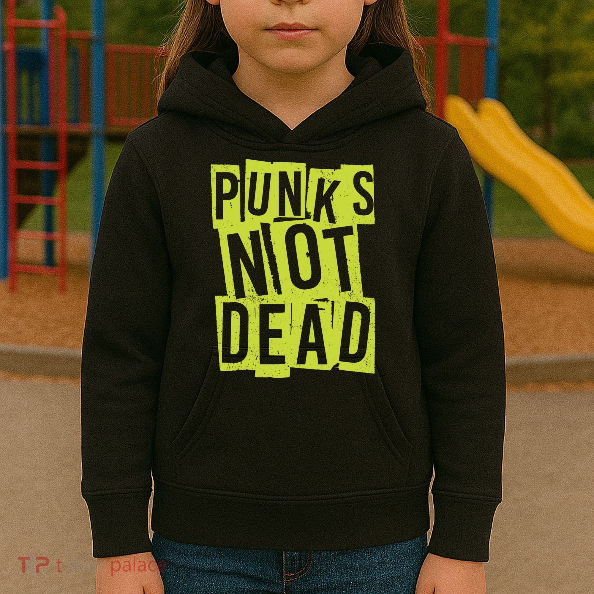 Punks Not Dead Neon Logo Kids Hoodie