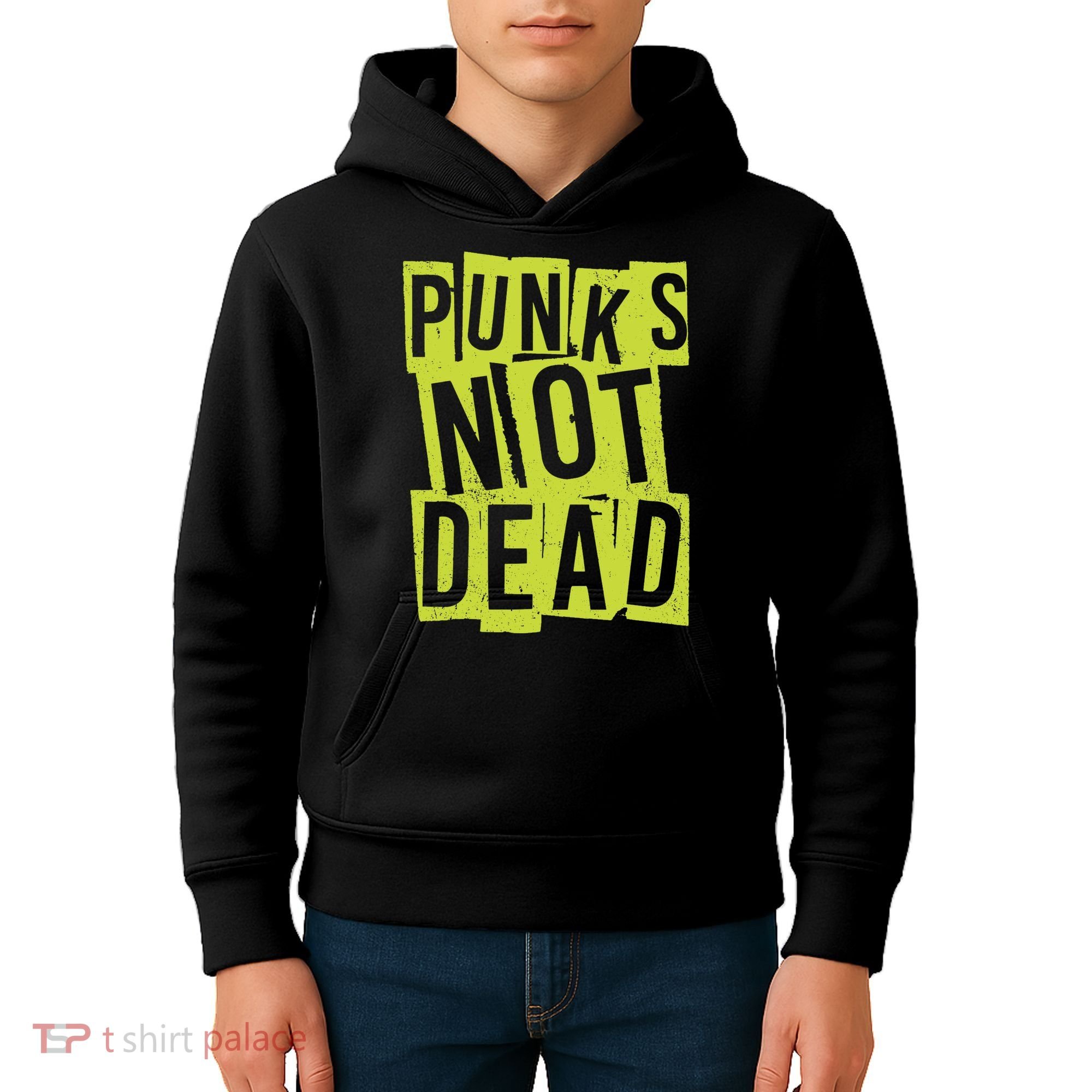 Punks Not Dead Neon Logo Kids Hoodie