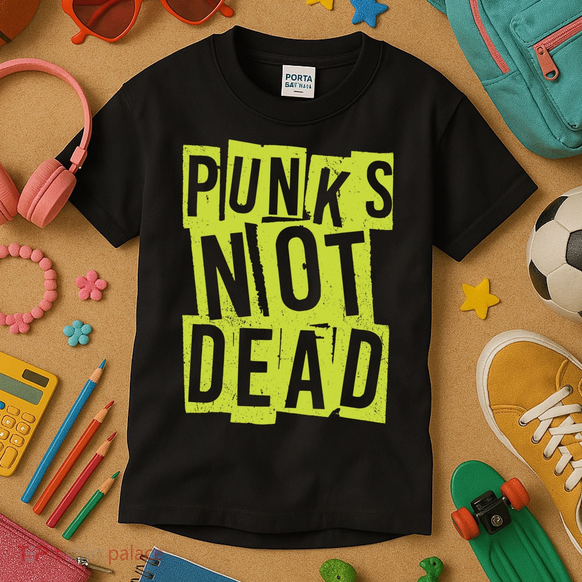 Punks Not Dead Neon Logo Kids T-Shirt