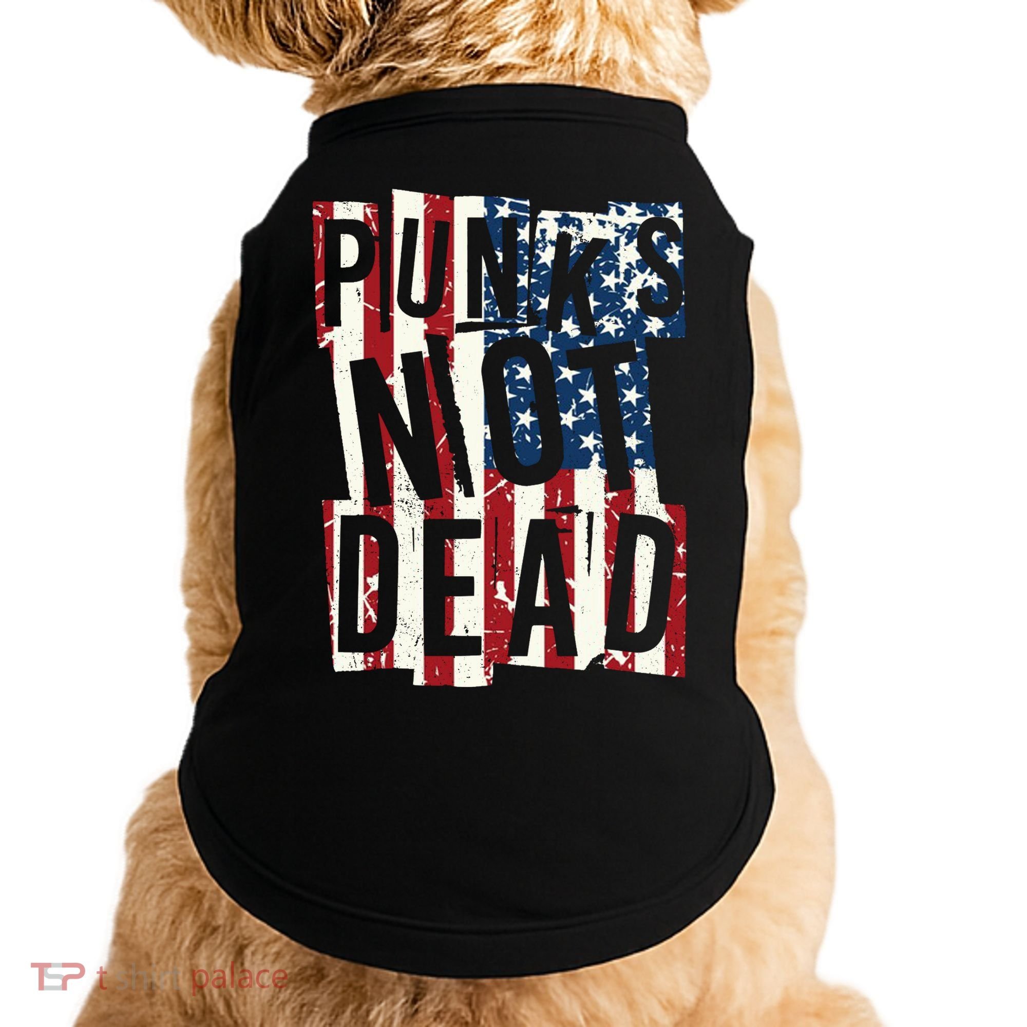 Punks Not Dead USA American Flag Doggie Tank