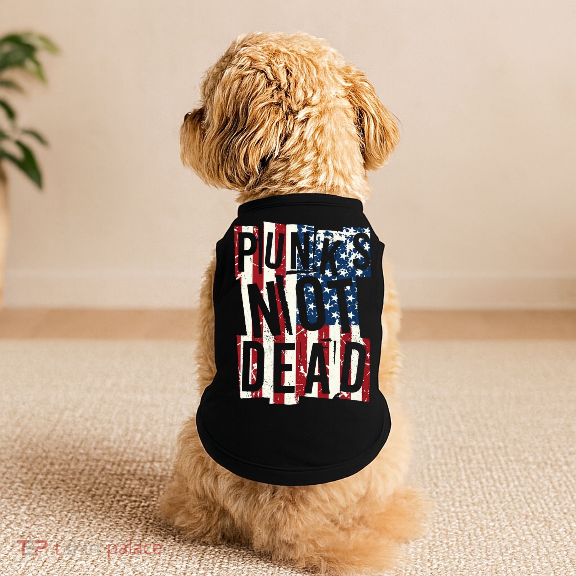 Punks Not Dead USA American Flag Doggie Tank