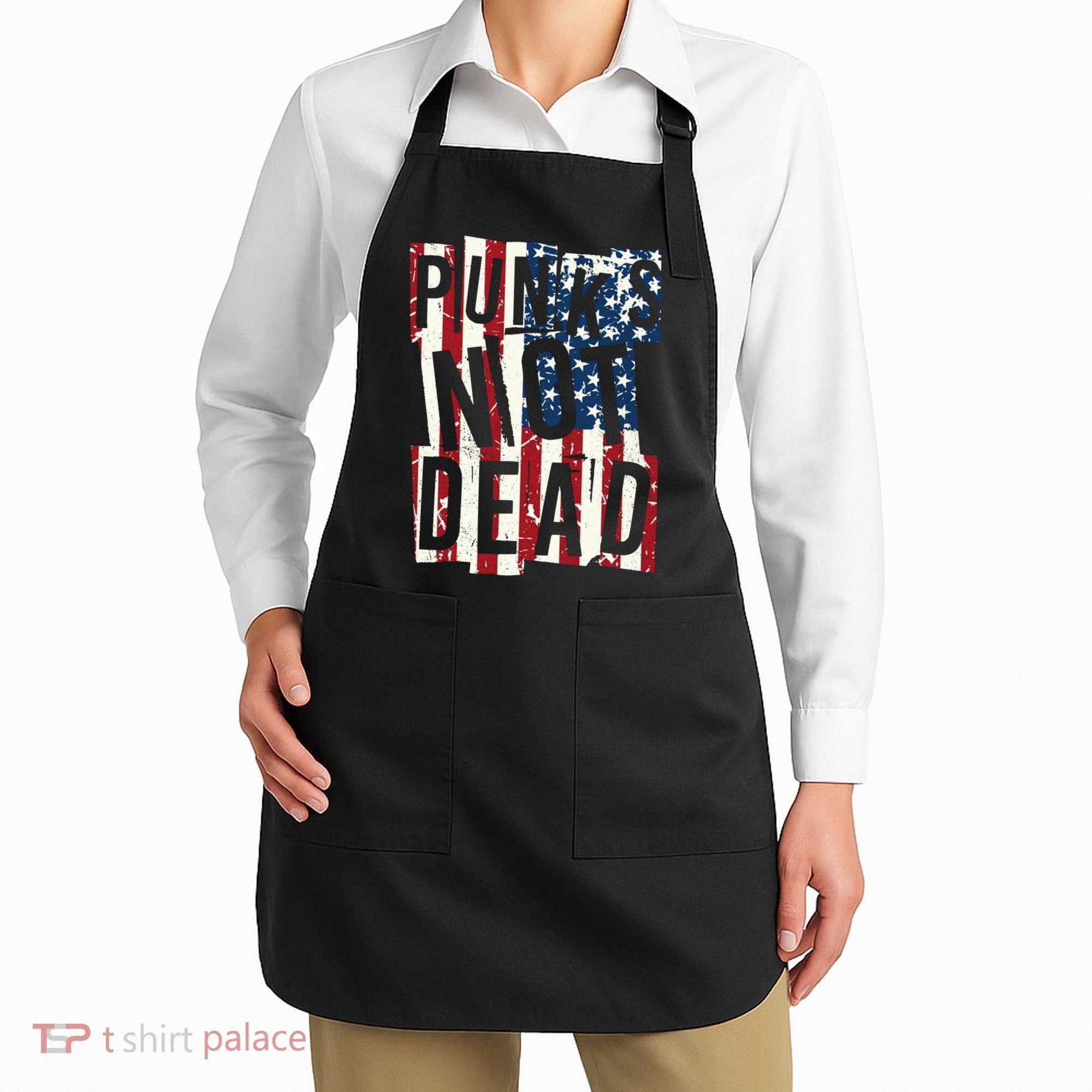Punks Not Dead USA American Flag Apron