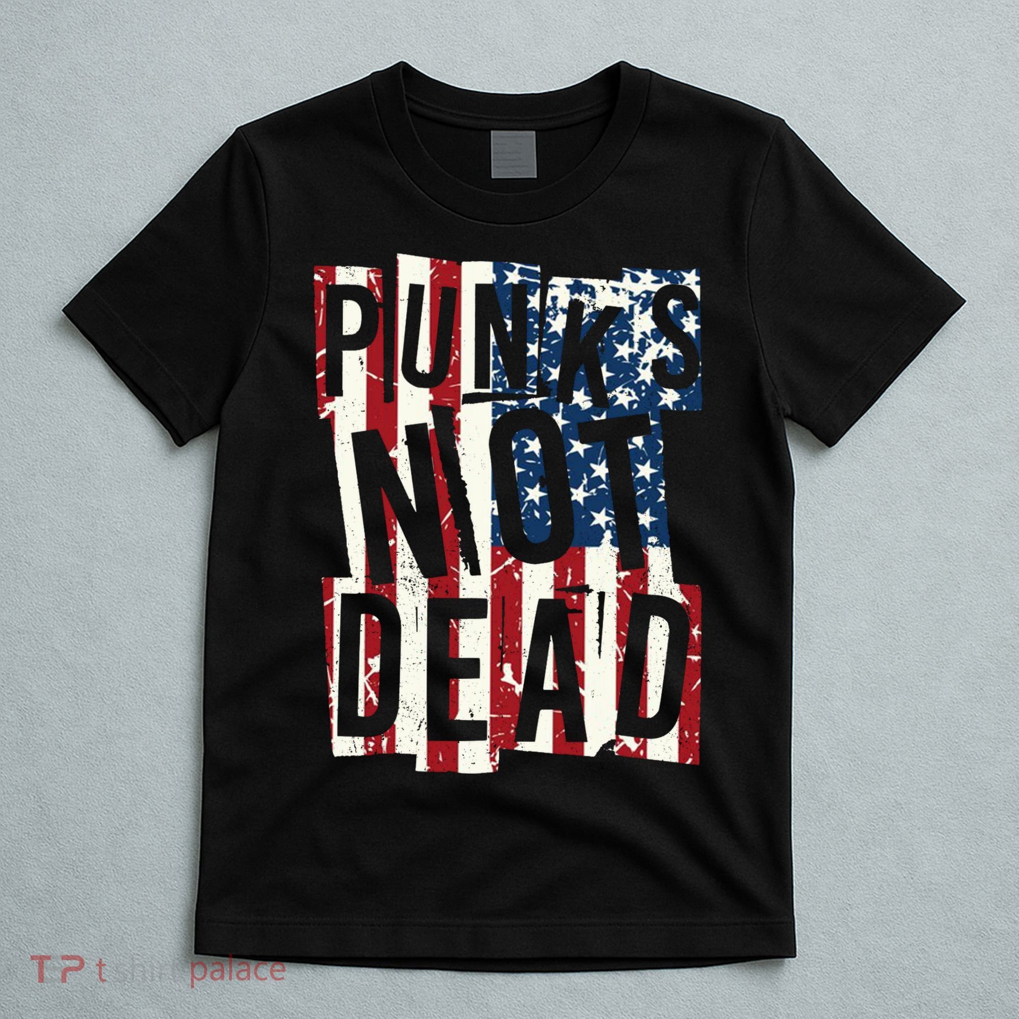 Punks Not Dead USA American Flag T-Shirt